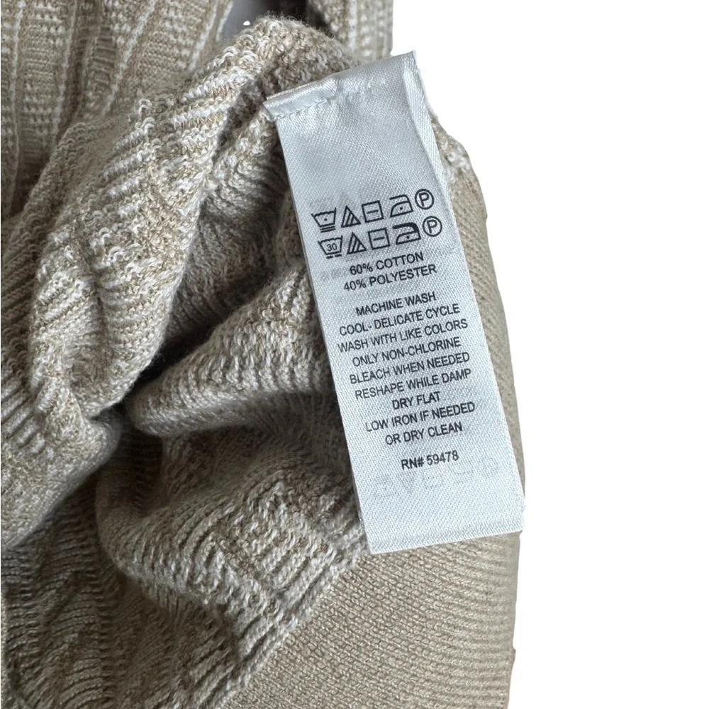 Christian Lacroix Long Sleeve Tan & White Pullover Polo Sweater Men's‎ LARGE